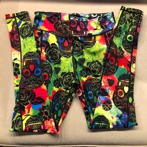 CVG Constantly Varied Gear retired Tie Dye Skull Full Length Leggings Size Small
